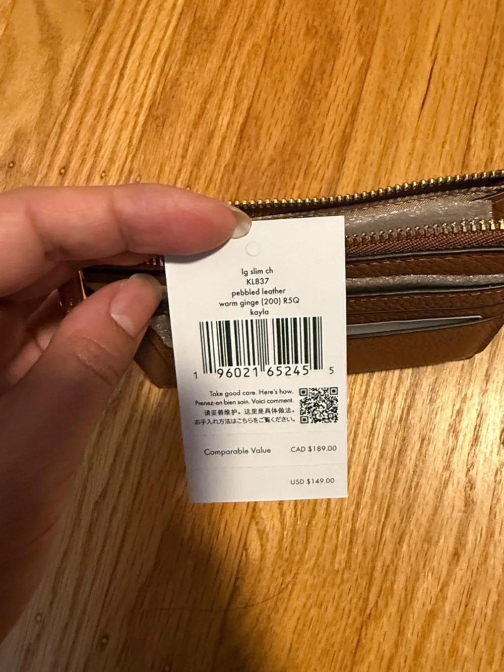 kate spade Cognac Pebbled Leather Card Case with Gold Spade - Picture 4 of 6